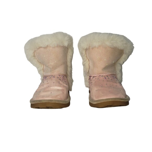 JUSTICE Girl's Pink Faux Fur Boots Booties Size 2 - Picture 3 of 9